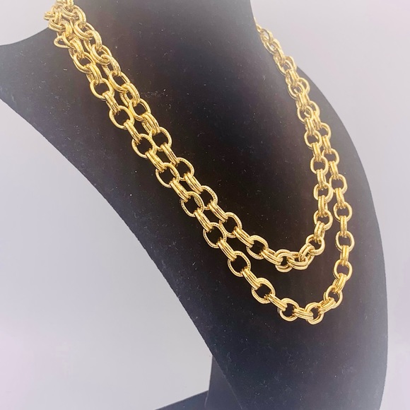Long 35” vintage gold chain necklace new old stock double link - Picture 9 of 11